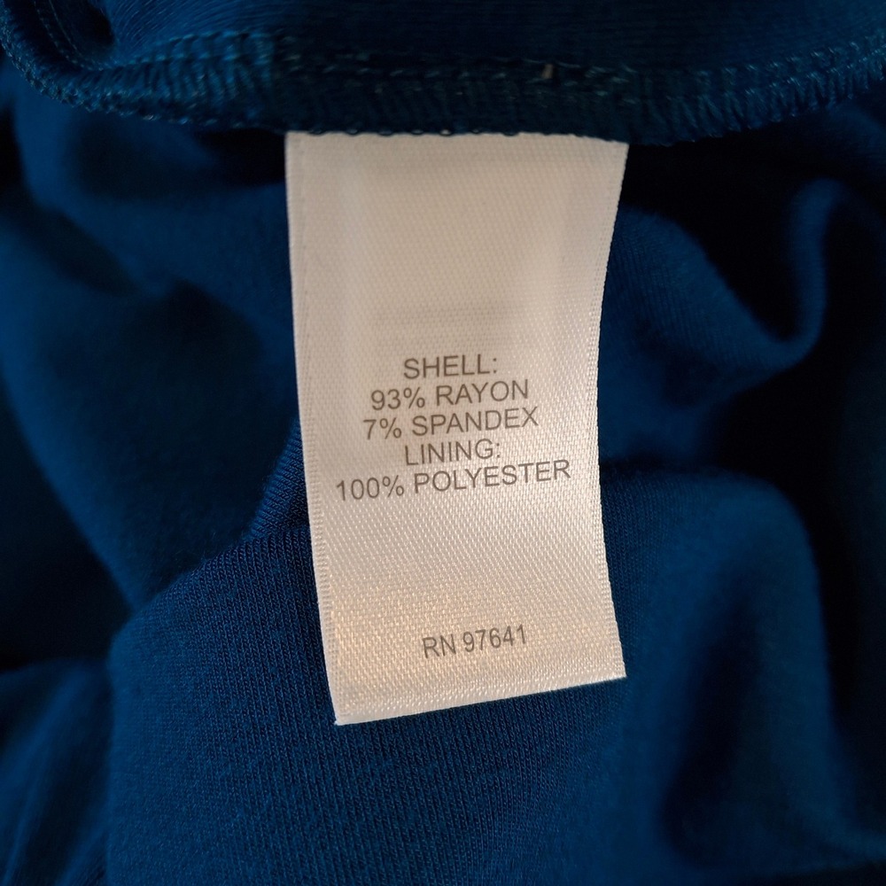 J. Jill Wearever XL Teal Blue Faux Wrap V-Neck Midi Dress Travel Stretch NWT - Picture 9 of 10